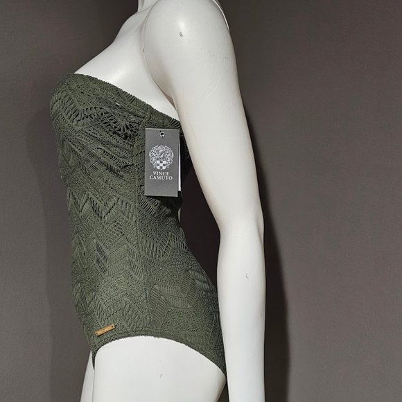 Vince Camuto Crochet Bandeau One-Piece Swimsuit - Picture 3 of 11